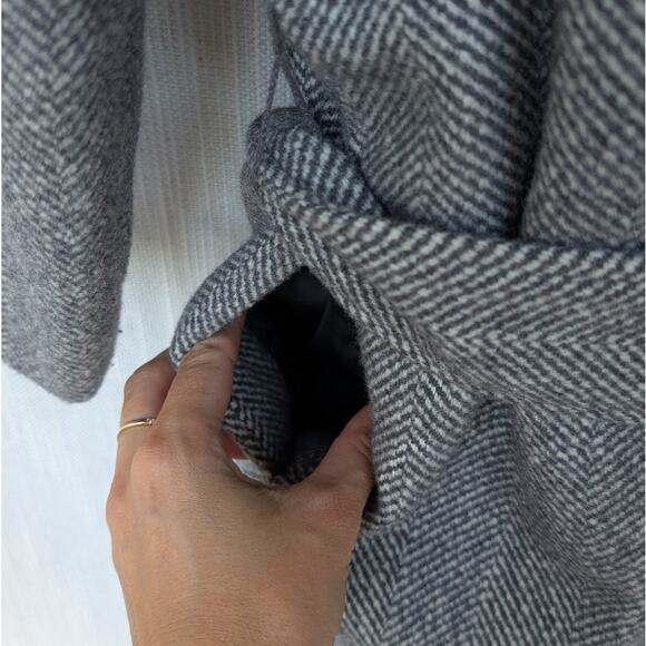 AYR Lunar Wool/Cashmere Tweed Wrap Belt Jacket In Light Grey Herringbone, size S - Picture 5 of 10